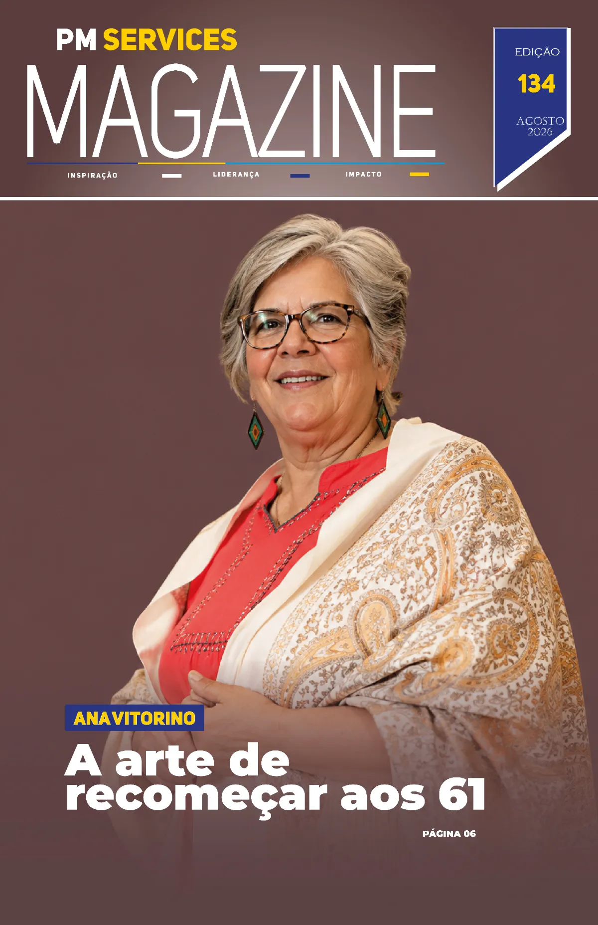 # PM Services Magazine lança edição 134 com destaque para Ana Vitorino **Maputo, Agosto de 2026** — A **PM Services Magazine** lança a **134.ª edição**, referente ao mês de Agosto de 2026, trazendo para a capa uma história de vida protagonizada por **Ana Vitorino**, sob o título **“A arte de recomeçar aos 61”**. A nova edição da revista aposta numa abordagem centrada em inspiração, liderança e impacto, três dimensões que continuam a orientar a linha editorial da publicação. A história de Ana Vitorino ocupa lugar de destaque na edição 134 e apresenta uma reflexão sobre a capacidade de recomeçar, reinventar-se e assumir novos desafios numa fase da vida em que muitas pessoas consideram encerrado o ciclo de realização profissional. Com a chamada **“A arte de recomeçar aos 61”**, a revista procura mostrar que a idade não constitui necessariamente uma barreira para novos projectos, escolhas e oportunidades. A matéria, disponível na **página 11**, enquadra-se na aposta da PM Services Magazine em histórias de pessoas cujas experiências podem inspirar leitores, empreendedores e profissionais a enfrentar mudanças e a transformar desafios em novas possibilidades. A capa da edição 134 apresenta Ana Vitorino num registo editorial marcado por uma composição visual sóbria, reforçando a dimensão humana da reportagem e o carácter inspirador da publicação. Além da história de capa, a nova edição mantém o posicionamento da **PM Services Magazine** como publicação dedicada a conteúdos ligados à liderança, empreendedorismo, negócios, desenvolvimento profissional e impacto social. O lançamento da edição 134 ocorre num período em que o debate sobre longevidade profissional, reinvenção de carreiras e valorização da experiência ganha importância crescente no mundo do trabalho. Ao colocar uma história de recomeço aos 61 anos na capa, a revista procura também desafiar a ideia de que determinadas oportunidades têm uma idade limite. A **PM Services Magazine**, com a sua 134.ª edição, reforça desta forma uma linha editorial assente em histórias de pessoas, ideias e iniciativas capazes de produzir impacto e inspirar mudanças. A edição de **Agosto de 2026** já integra o percurso editorial da publicação, que tem vindo a consolidar a sua presença no espaço de informação sobre negócios, liderança, desenvolvimento pessoal e profissional. **Ficha editorial:** **Publicação:** PM Services Magazine **Edição:** 134.ª **Mês:** Agosto de 2026 **Destaque de capa:** Ana Vitorino **Tema:** “A arte de recomeçar aos 61” **Página:** 11 **Conceitos editoriais:** Inspiração, Liderança e Impacto **Palavras-chave:** PM Services Magazine, edição 134, Agosto 2026, Ana Vitorino, arte de recomeçar aos 61, liderança, inspiração, empreendedorismo, desenvolvimento profissional, negócios em Moçambique. **Meta descrição:** A PM Services Magazine lança a edição 134, de Agosto de 2026, com Ana Vitorino na capa e a história “A arte de recomeçar aos 61”.